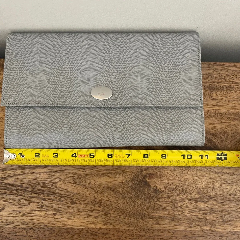 Women's Jewelry Organizer Travel Case Grey Lizard Embossed Clutch